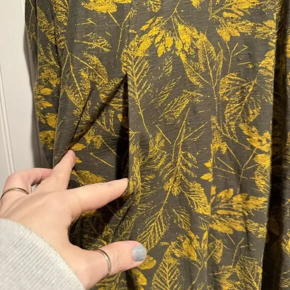 Komil Salvia Print Cowl Neck Tunic Top Cotton Lagenlook Gray Yellow Size Medium - Picture 4 of 7